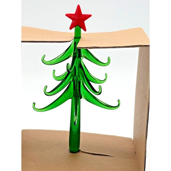 Pier 1 Imports Blown Art Glass Christmas Tree With 12 Min Glass Ornaments 6" h - Picture 10 of 11